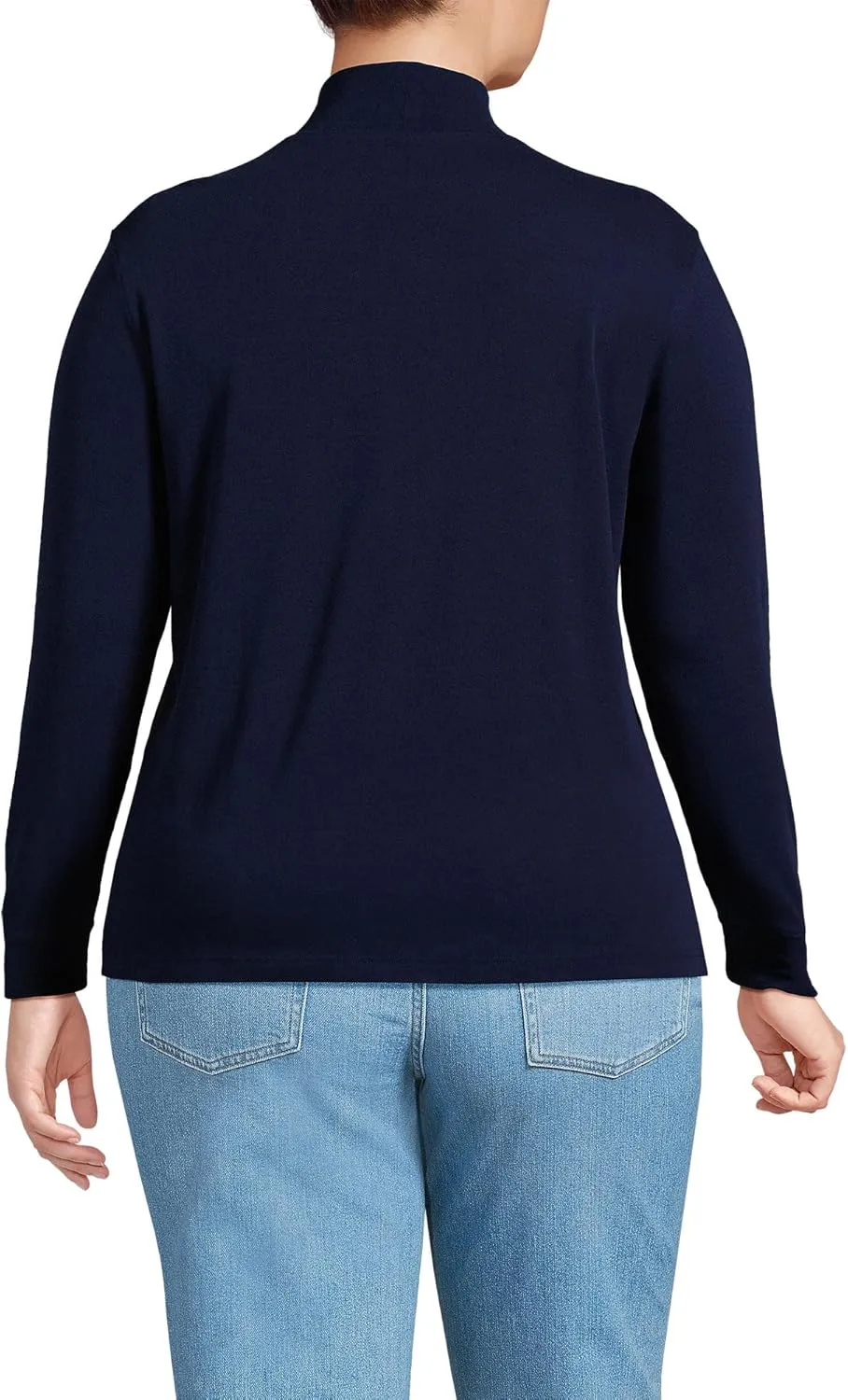 Lands' End Women's Relaxed Cotton Long Sleeve Mock Turtleneck Shirt