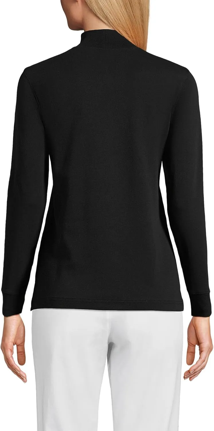 Lands' End Women's Relaxed Cotton Long Sleeve Mock Turtleneck Shirt
