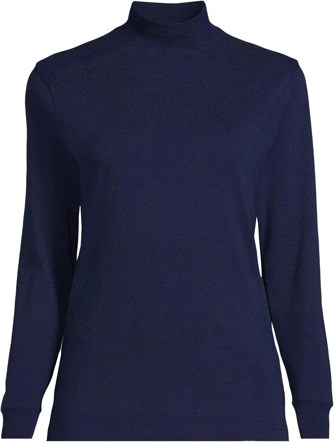 Lands' End Women's Relaxed Cotton Long Sleeve Mock Turtleneck Shirt