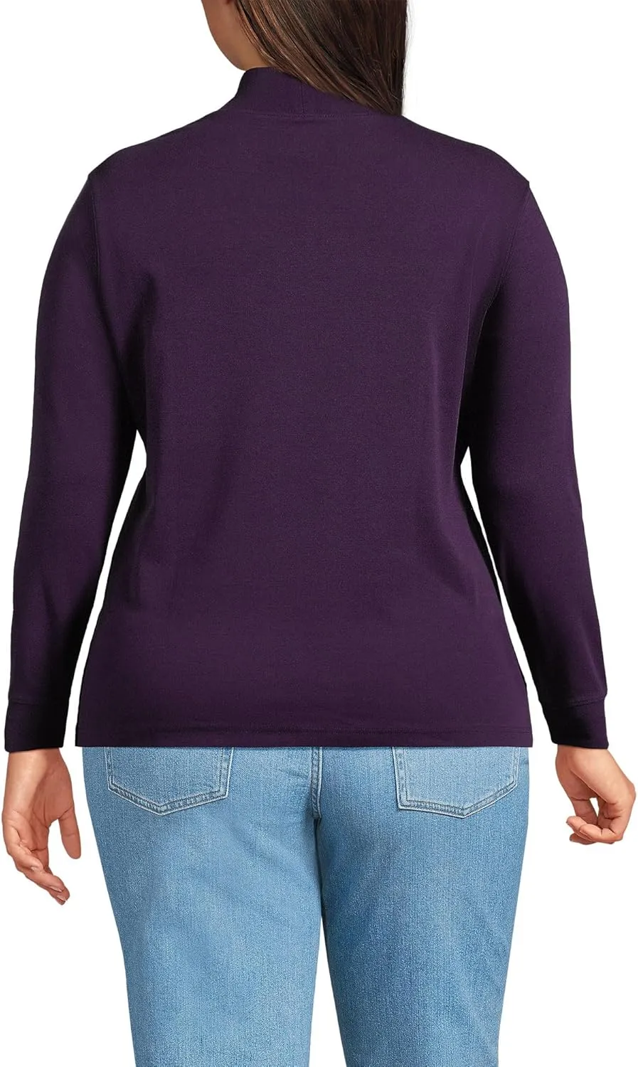 Lands' End Women's Relaxed Cotton Long Sleeve Mock Turtleneck Shirt