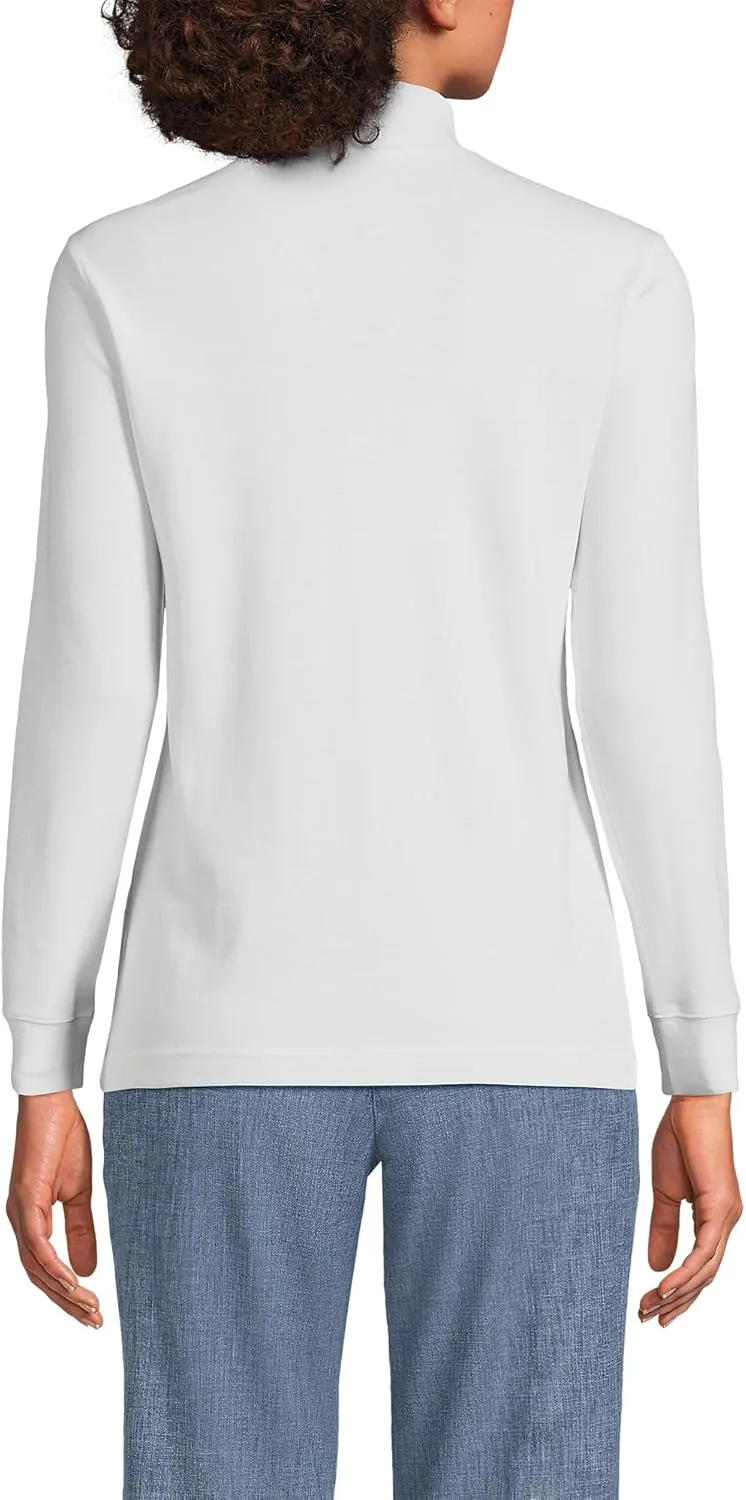 Lands' End Women's Relaxed Cotton Long Sleeve Mock Turtleneck Shirt