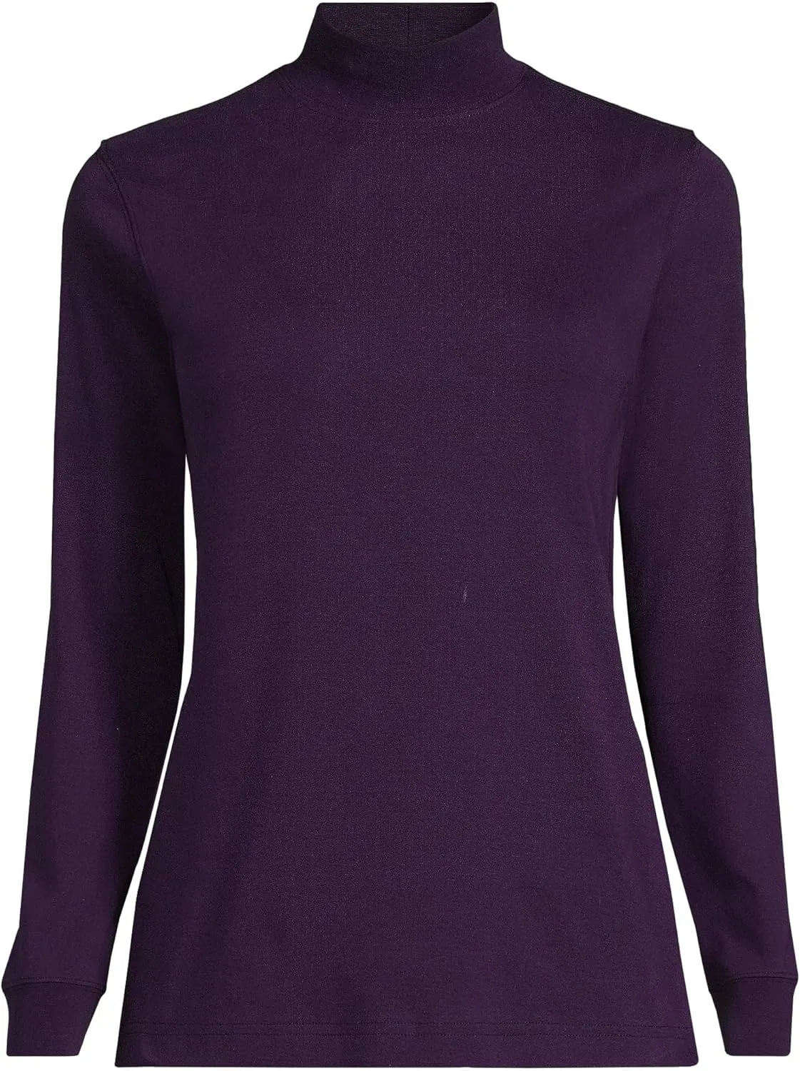 Lands' End Women's Relaxed Cotton Long Sleeve Mock Turtleneck Shirt