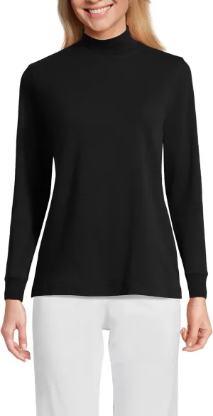 Lands' End Women's Relaxed Cotton Long Sleeve Mock Turtleneck Shirt