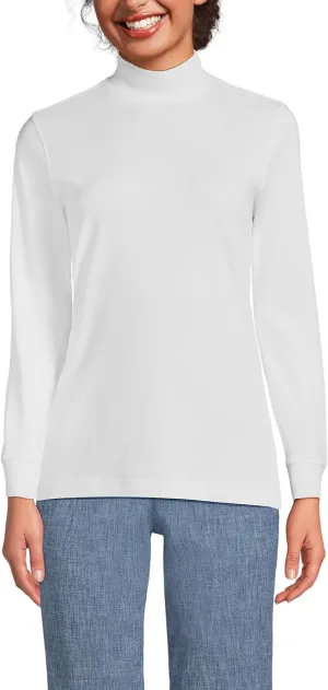 Lands' End Women's Relaxed Cotton Long Sleeve Mock Turtleneck Shirt