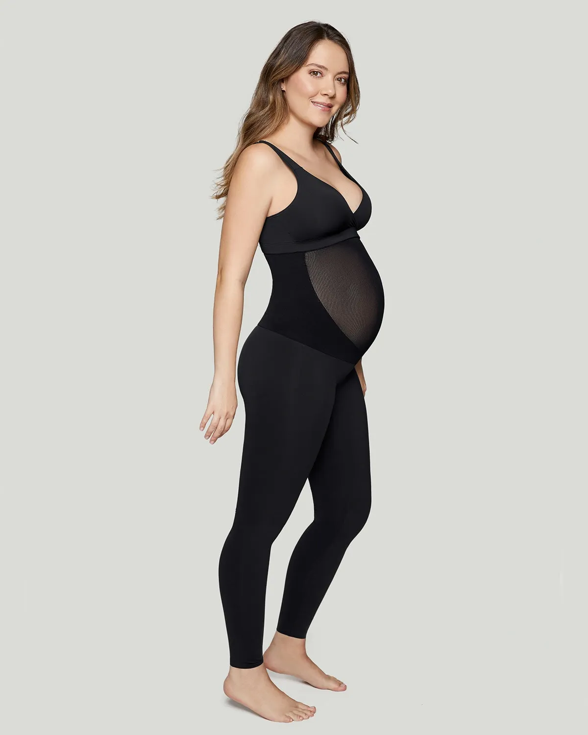 Legging para el embarazo con soporte lumbar y banda que soporta el abdomen