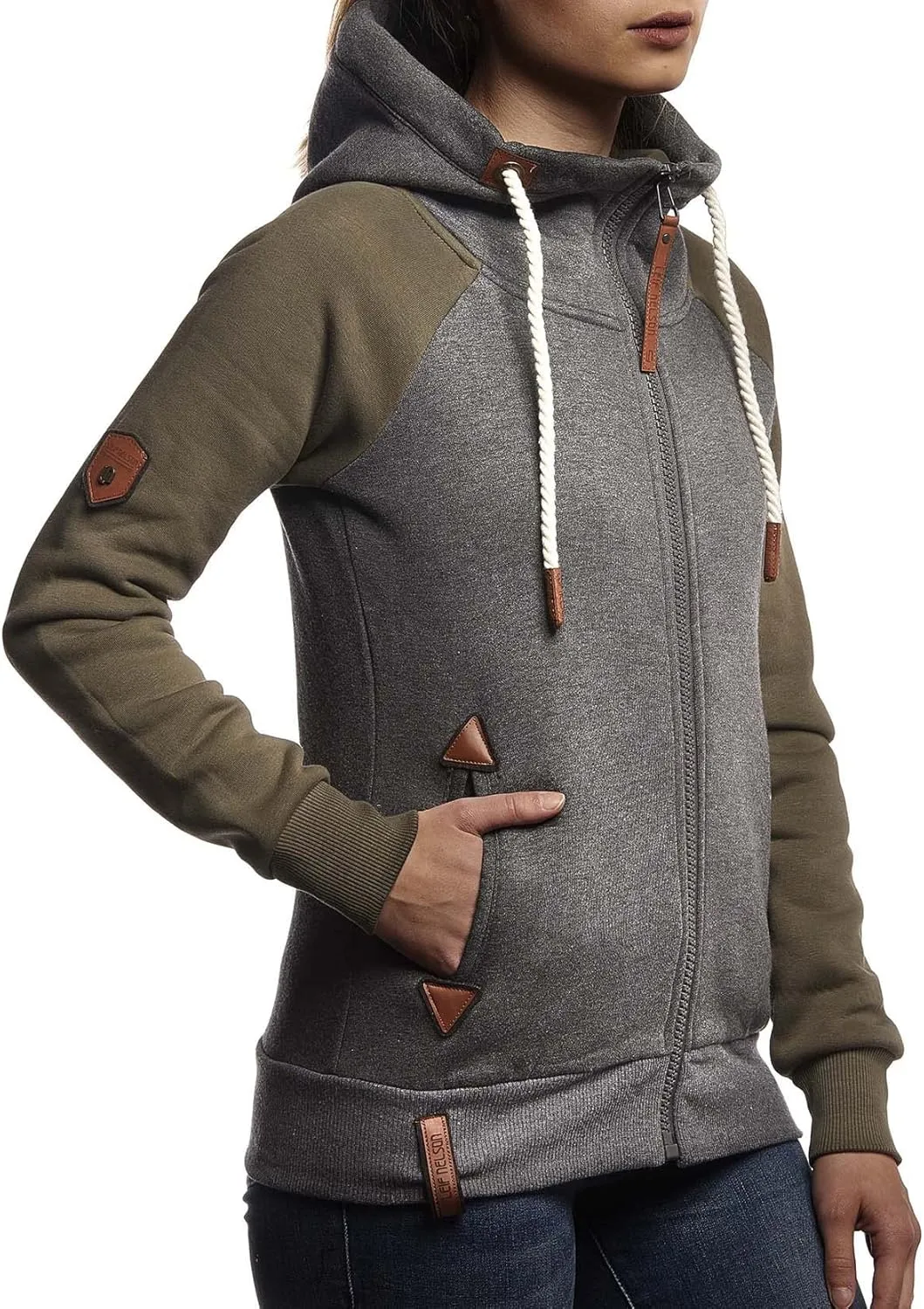 Leif Nelson women's Jacket Hooded Hoodie oversize Full-Zip Sweatshirt Sweater Pullover Longsleeve Long Sleeve Casual LN10255