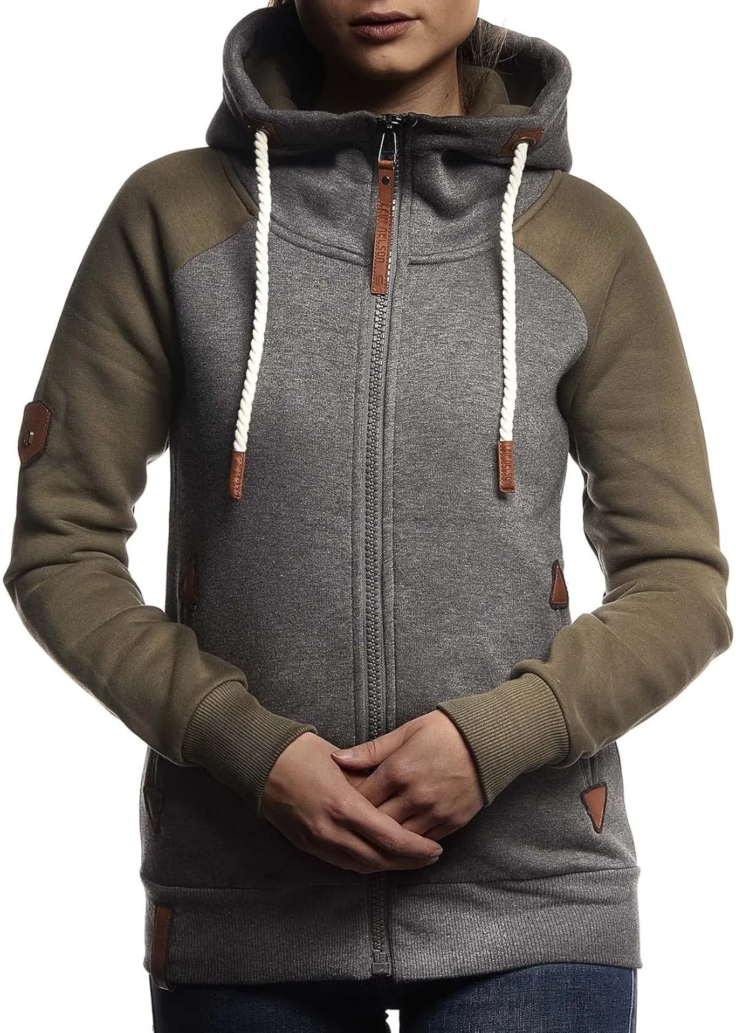 Leif Nelson women's Jacket Hooded Hoodie oversize Full-Zip Sweatshirt Sweater Pullover Longsleeve Long Sleeve Casual LN10255