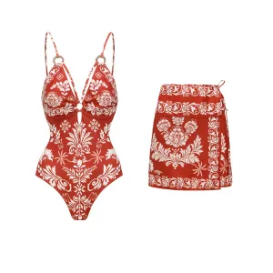 Lesly - V-Neck Printed Two-Piece Swimwear Set