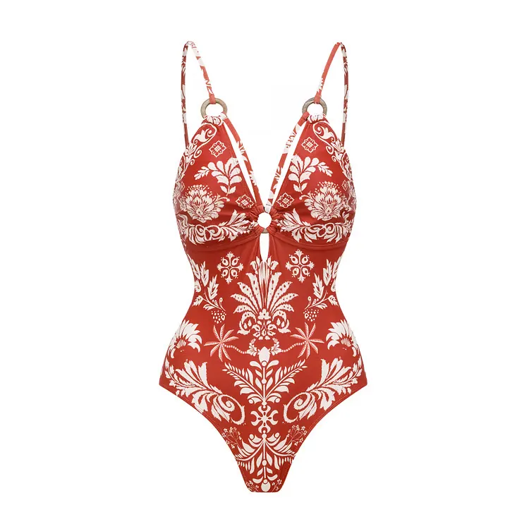 Lesly - V-Neck Printed Two-Piece Swimwear Set