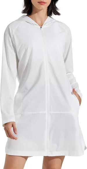 Libin Women's Sun Protection Hoodie Jacket Long Sleeve Swim Beach Cover Up Lightweight Zip Hiking Shirt with Pockets UPF 50 
