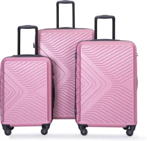 Lightweight 3 Piece Pink Luggage Set with Spinner Wheels and Organized Interior - Comfort for Every Traveler