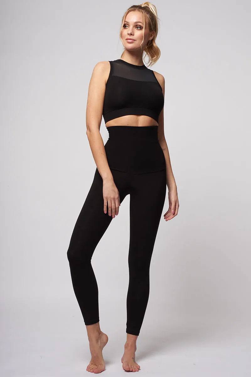 Lightweight Strong Compression Leggings with High Waisted Tummy Control Black