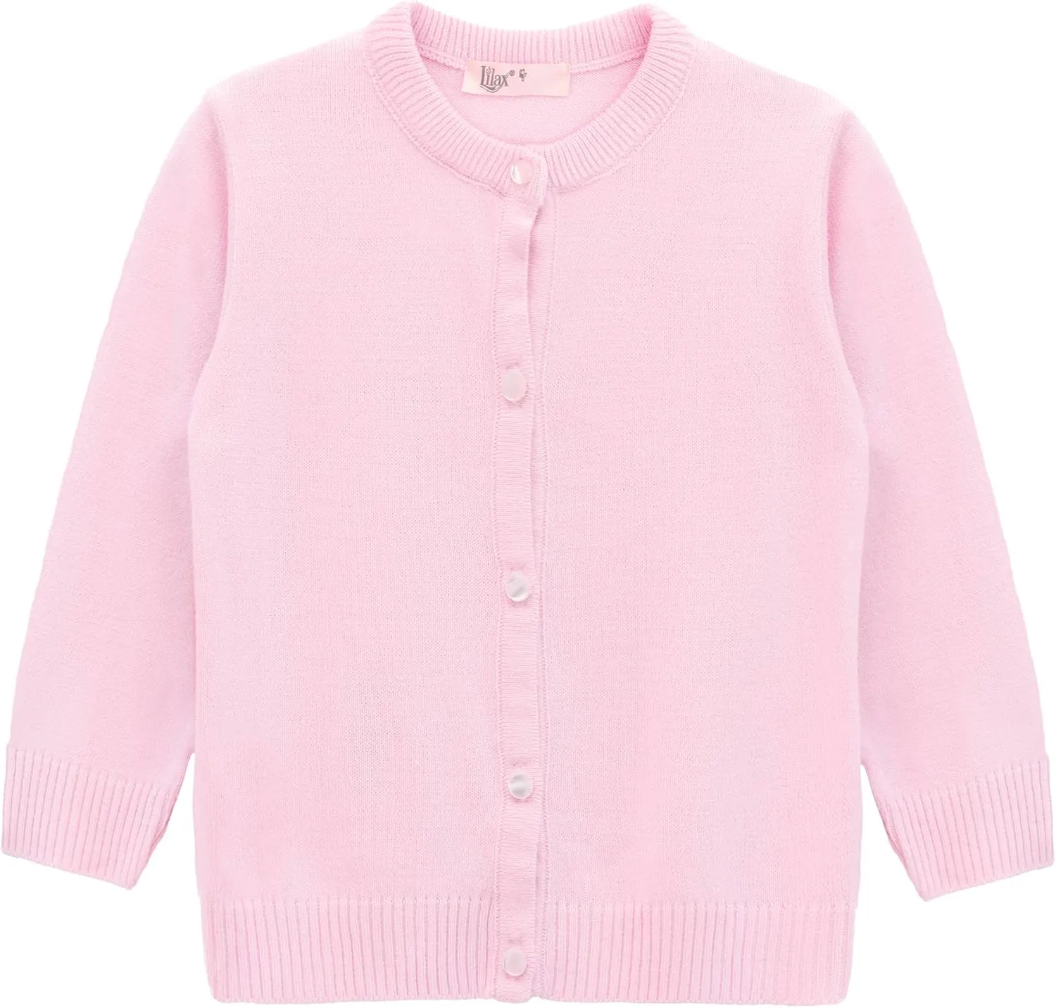Lilax Little Girls' Knit Basic Cardigan, Long Sleeve Button Up Sweater