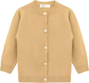 Lilax Little Girls' Knit Basic Cardigan, Long Sleeve Button Up Sweater