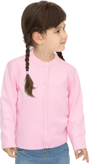 Lilax Little Girls' Knit Basic Cardigan, Long Sleeve Button Up Sweater