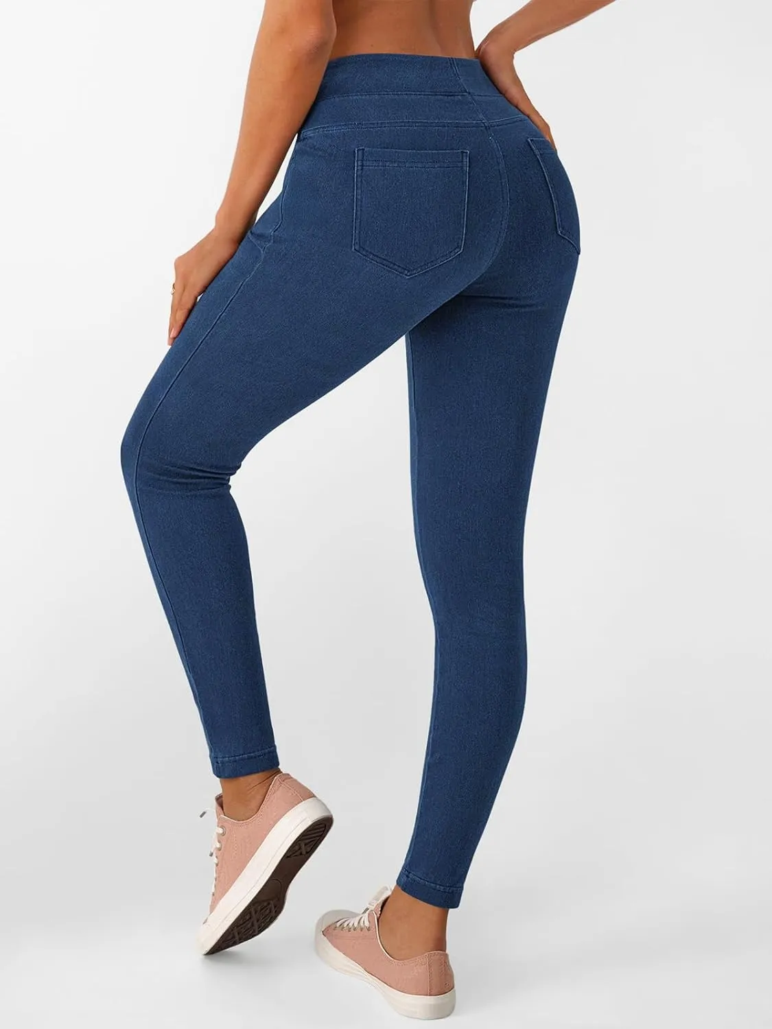 LILLUSORY Womens Jeggings High Waisted Stretch Jeans Skinny Tummy Control Denim Leggings with Pockets Trendy Pants 2025