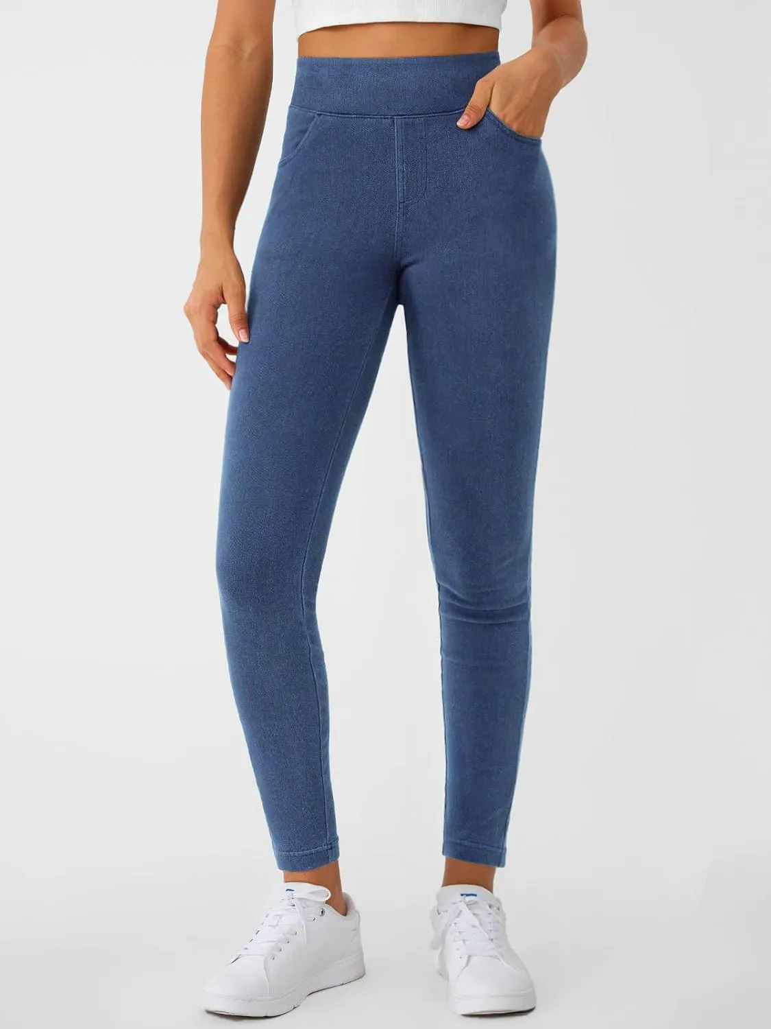 LILLUSORY Womens Jeggings High Waisted Stretch Jeans Skinny Tummy Control Denim Leggings with Pockets Trendy Pants 2025