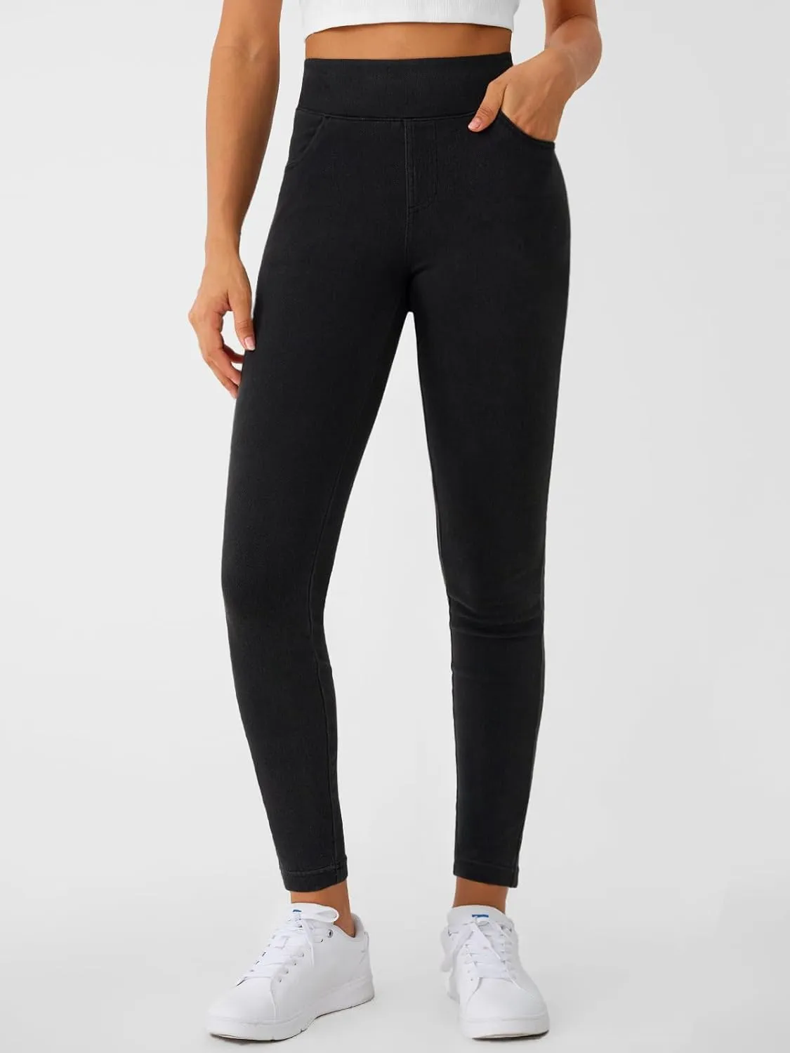 LILLUSORY Womens Jeggings High Waisted Stretch Jeans Skinny Tummy Control Denim Leggings with Pockets Trendy Pants 2025