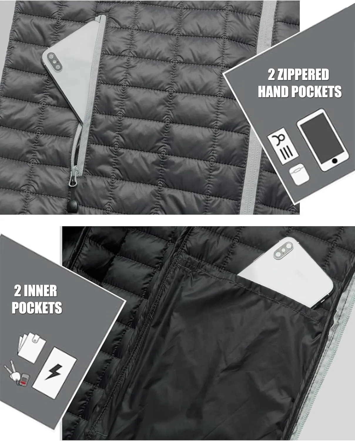 Little Donkey Andy Puffer Jacket Men Winter Coat with Hood Lightweight Jackets Waterproof with Recycled Insulation Outdoor