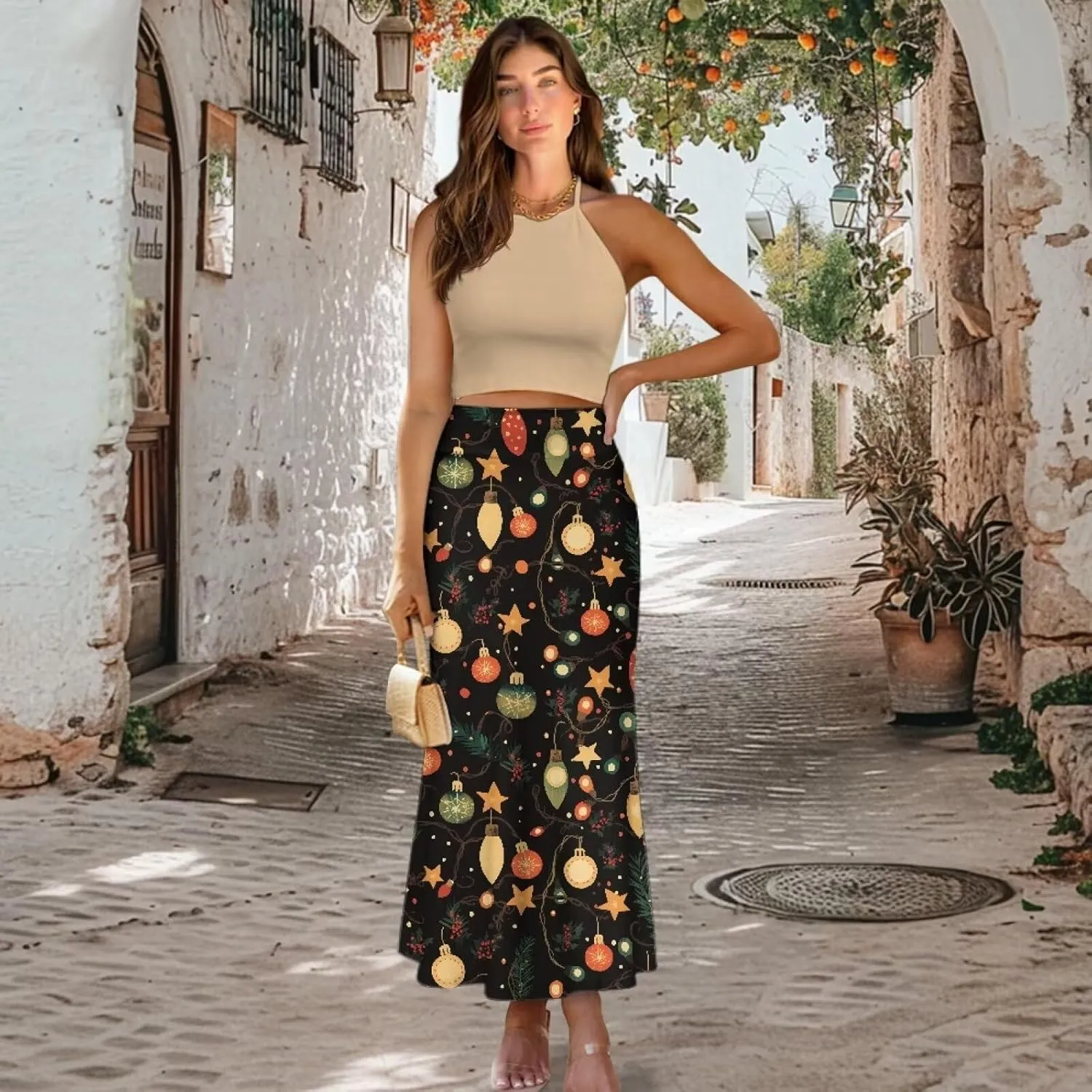 Long Skirts for Women Fall Flared Midi Skirt Flowy Maxi Skirt High Waist Ankle Length Pencil Skirt A-Line Skirts