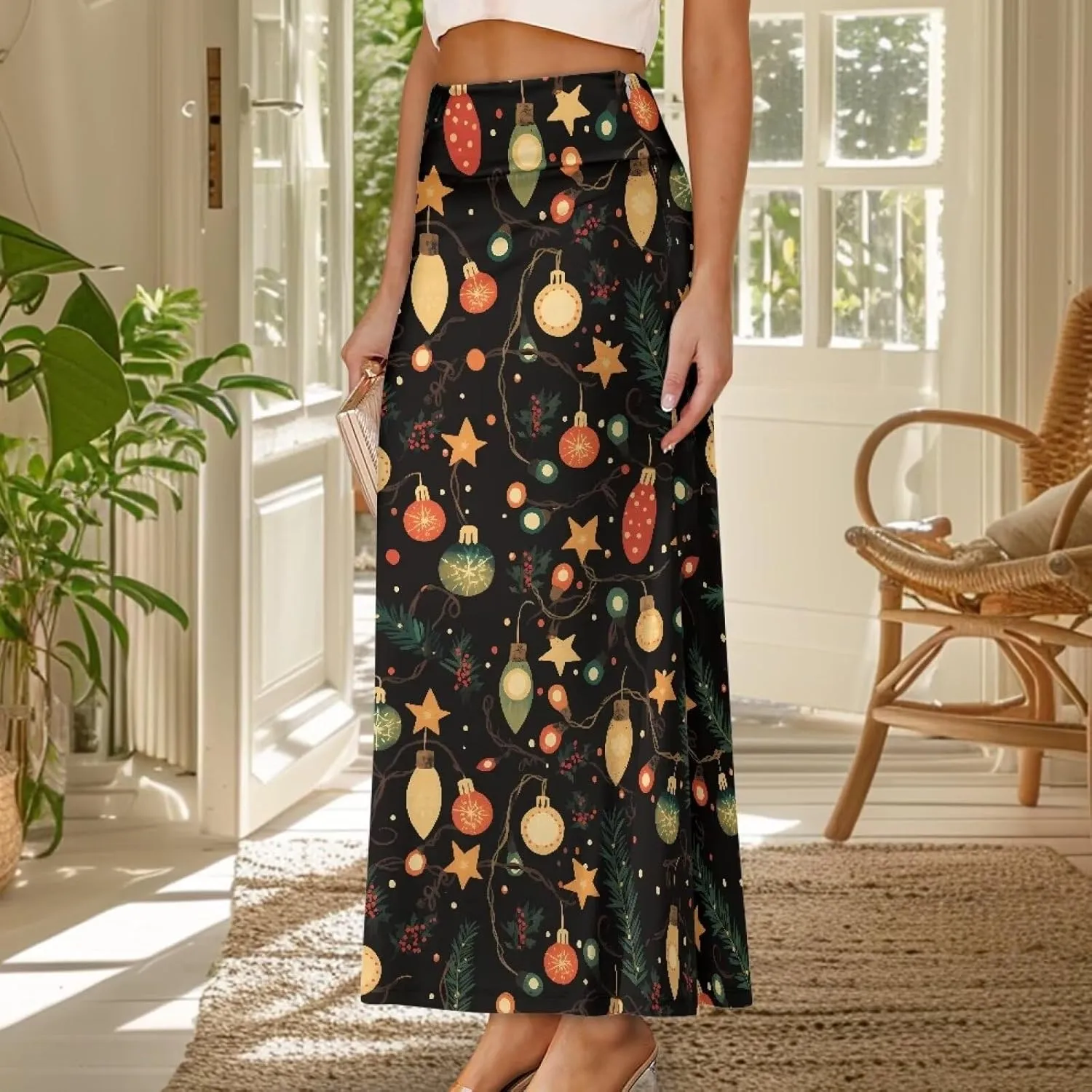 Long Skirts for Women Fall Flared Midi Skirt Flowy Maxi Skirt High Waist Ankle Length Pencil Skirt A-Line Skirts