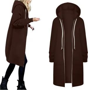 Long Sweatshirts For Women To Wear With Leggings Zip Up Hoodie Lightweight Oversized Jackets 2025 Coat with Pockets