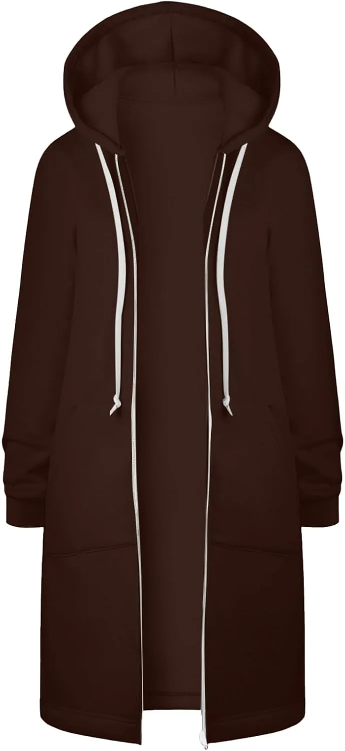 Long Sweatshirts For Women To Wear With Leggings Zip Up Hoodie Lightweight Oversized Jackets 2025 Coat with Pockets