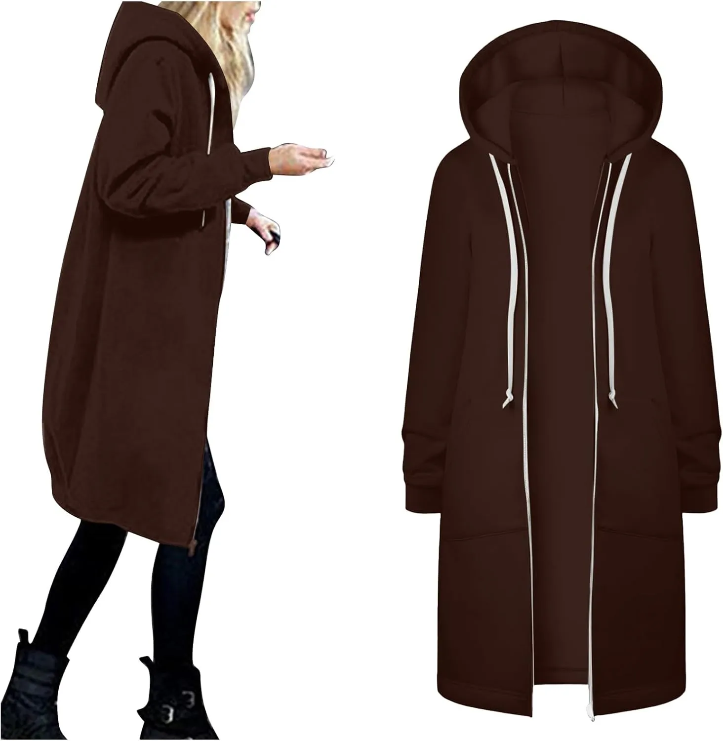 Long Sweatshirts For Women To Wear With Leggings Zip Up Hoodie Lightweight Oversized Jackets 2025 Coat with Pockets