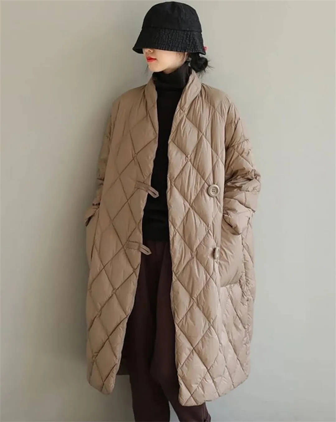 Loose Down Cotton Padded Long Parkas Coats Women Casual Vintage Big Size Single Breasted Jacket
