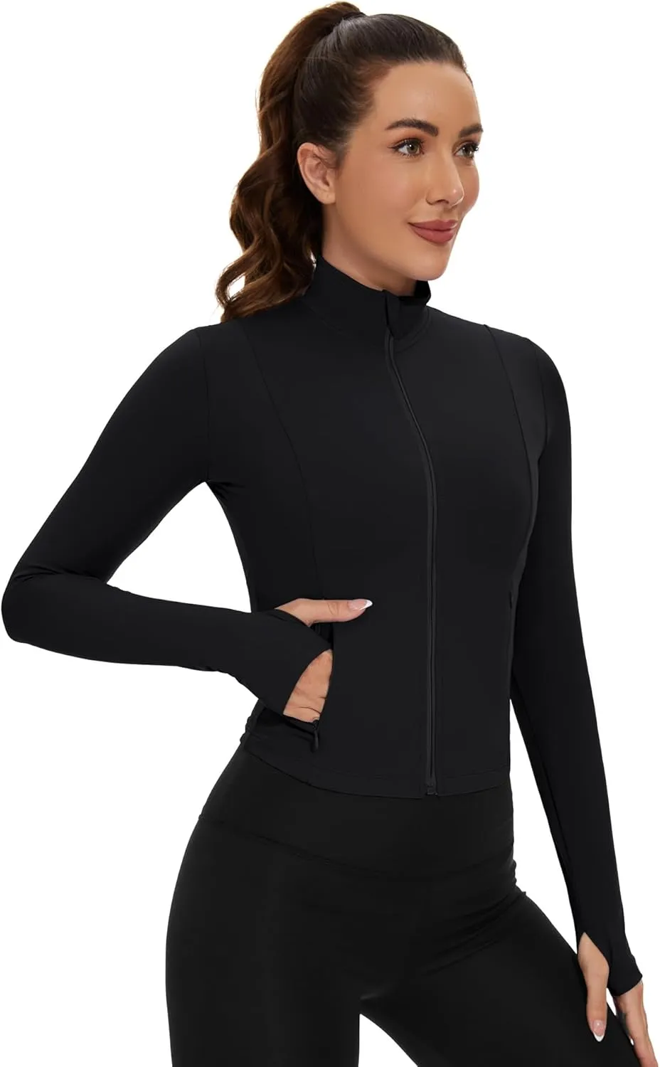 Loovoo Women's Cropped Workout Jacket Zip Up Athletic Jackets Slim Fit Lightweight Running Sports Track Jacket 2025