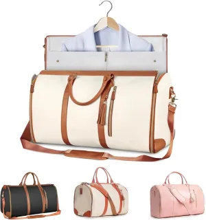 Luxemega Travel Bag, 2 in 1 Jenniibags Travel Bags for Women, Waterproof Large Capacity Convertible Garment Duffel Bags (one size,Beige)