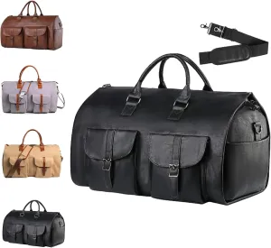 Luxemega Travel Bag, 2 in 1 Jenniibags Travel Bags for Women, Waterproof Large Capacity Convertible Garment Duffel Bags (one size,Black-b)