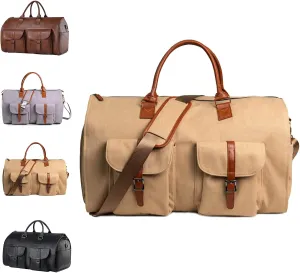 Luxemega Travel Bag, 2 in 1 Jenniibags Travel Bags for Women, Waterproof Large Capacity Convertible Garment Duffel Bags (one size,Brown-b)