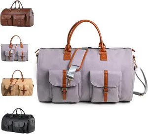Luxemega Travel Bag, 2 in 1 Jenniibags Travel Bags for Women, Waterproof Large Capacity Convertible Garment Duffel Bags (one size,Grey-b)