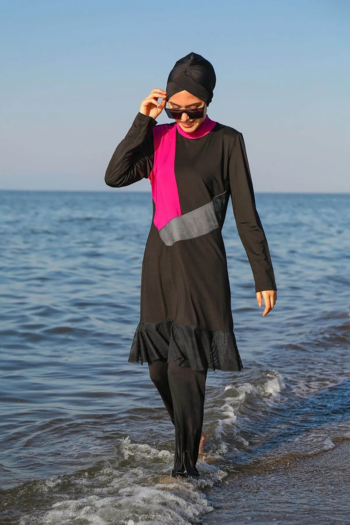 Lycra Black Burkini Modest Swimwear M2106