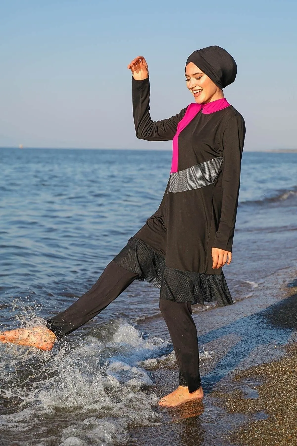 Lycra Black Burkini Modest Swimwear M2106