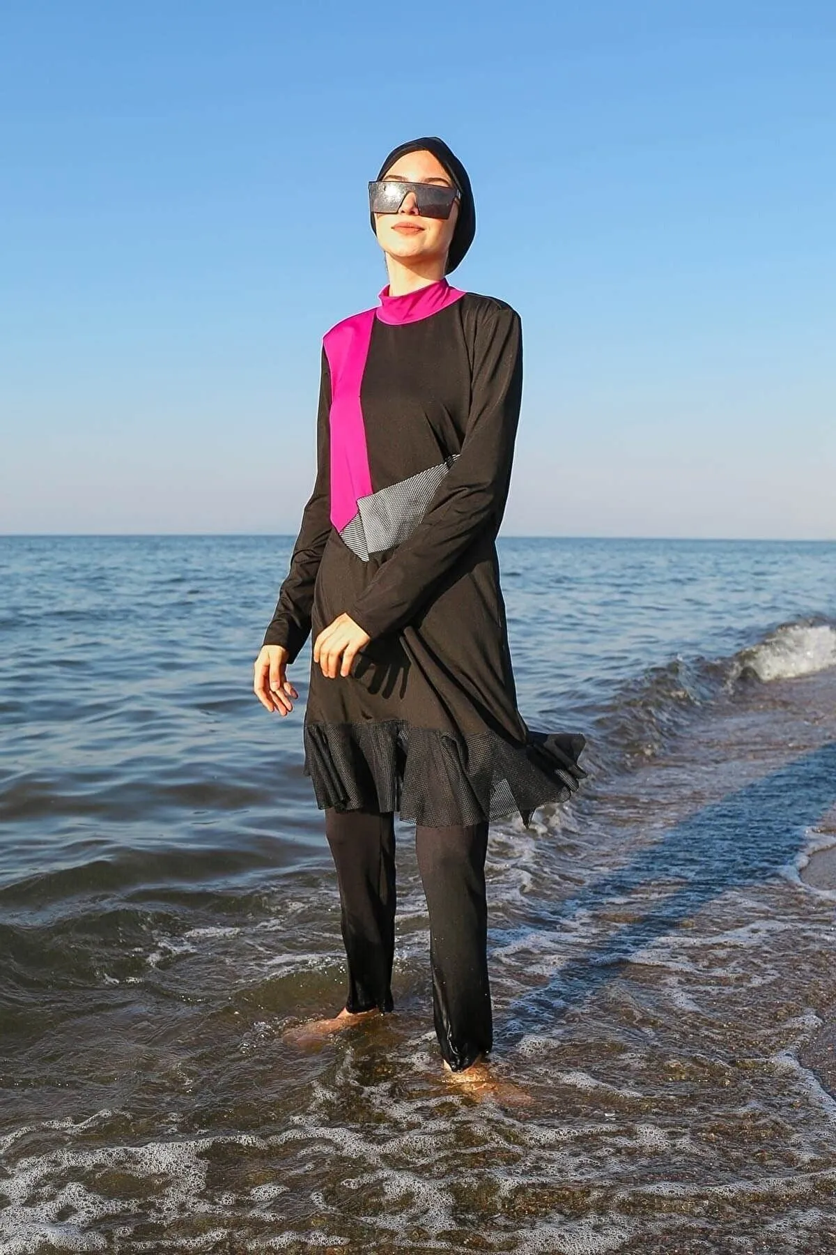 Lycra Black Burkini Modest Swimwear M2106