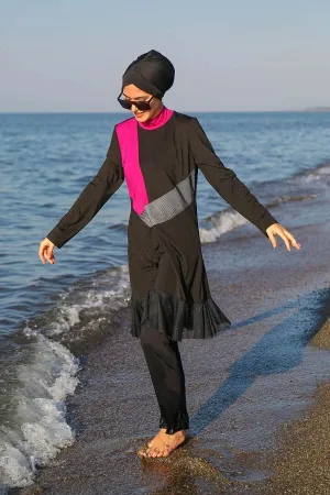 Lycra Black Burkini Modest Swimwear M2106