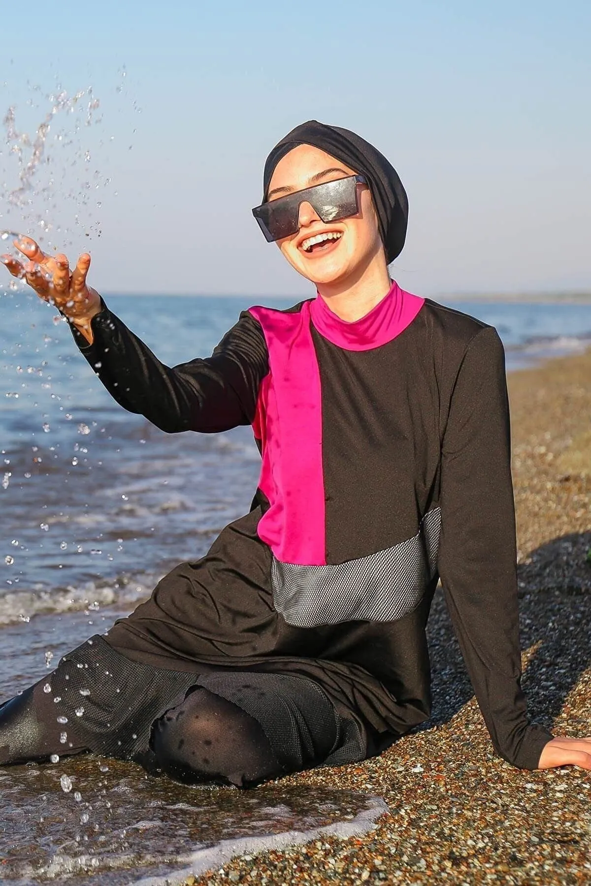 Lycra Black Burkini Modest Swimwear M2106