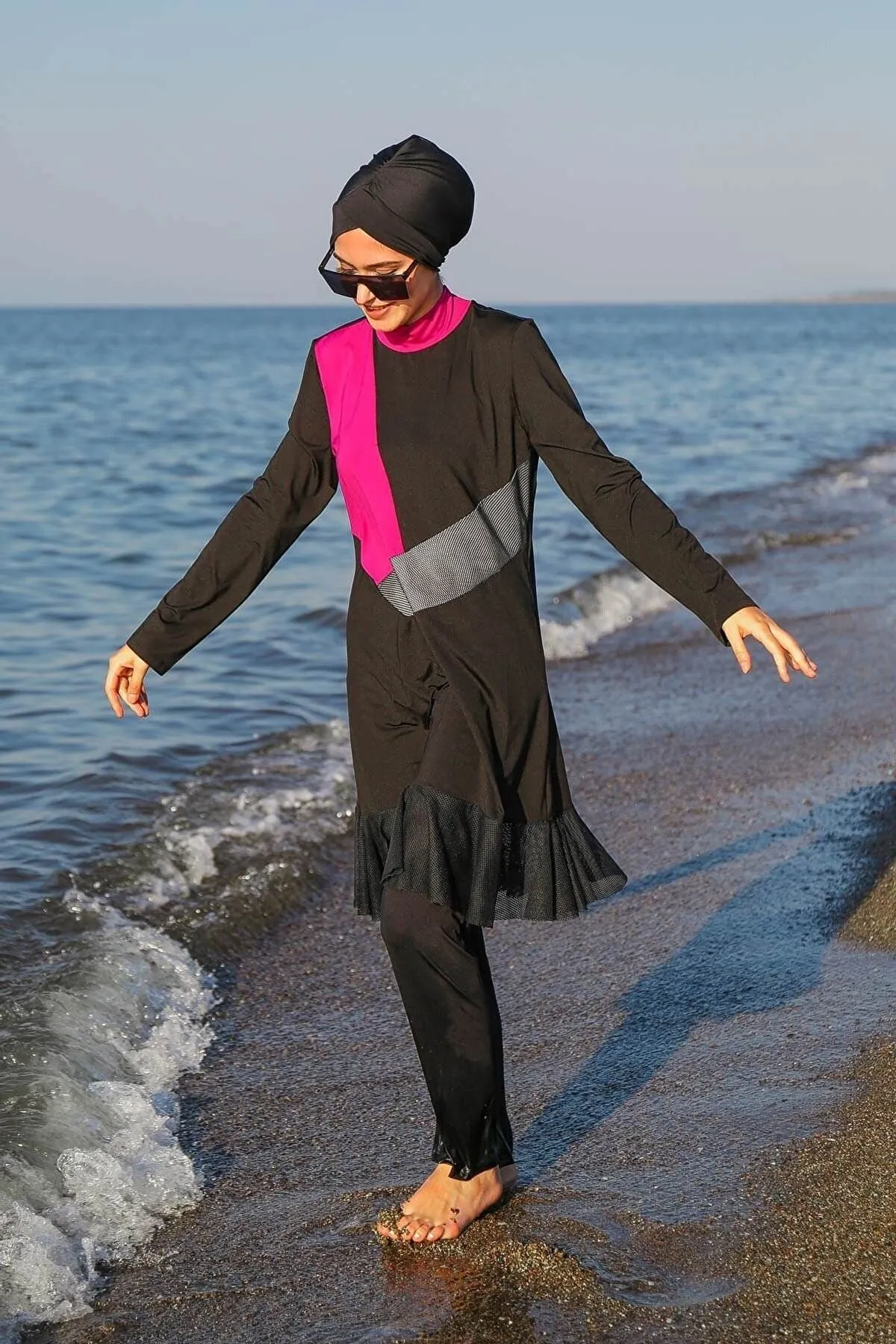 Lycra Black Burkini Modest Swimwear M2106
