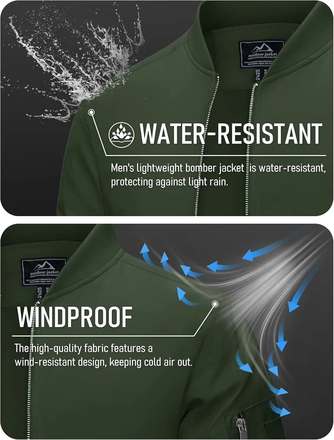 MAGCOMSEN Men's Bomber Jacket Lightweight Casual Windbreaker Spring Fall Zip Up Coat with 5 Pocket