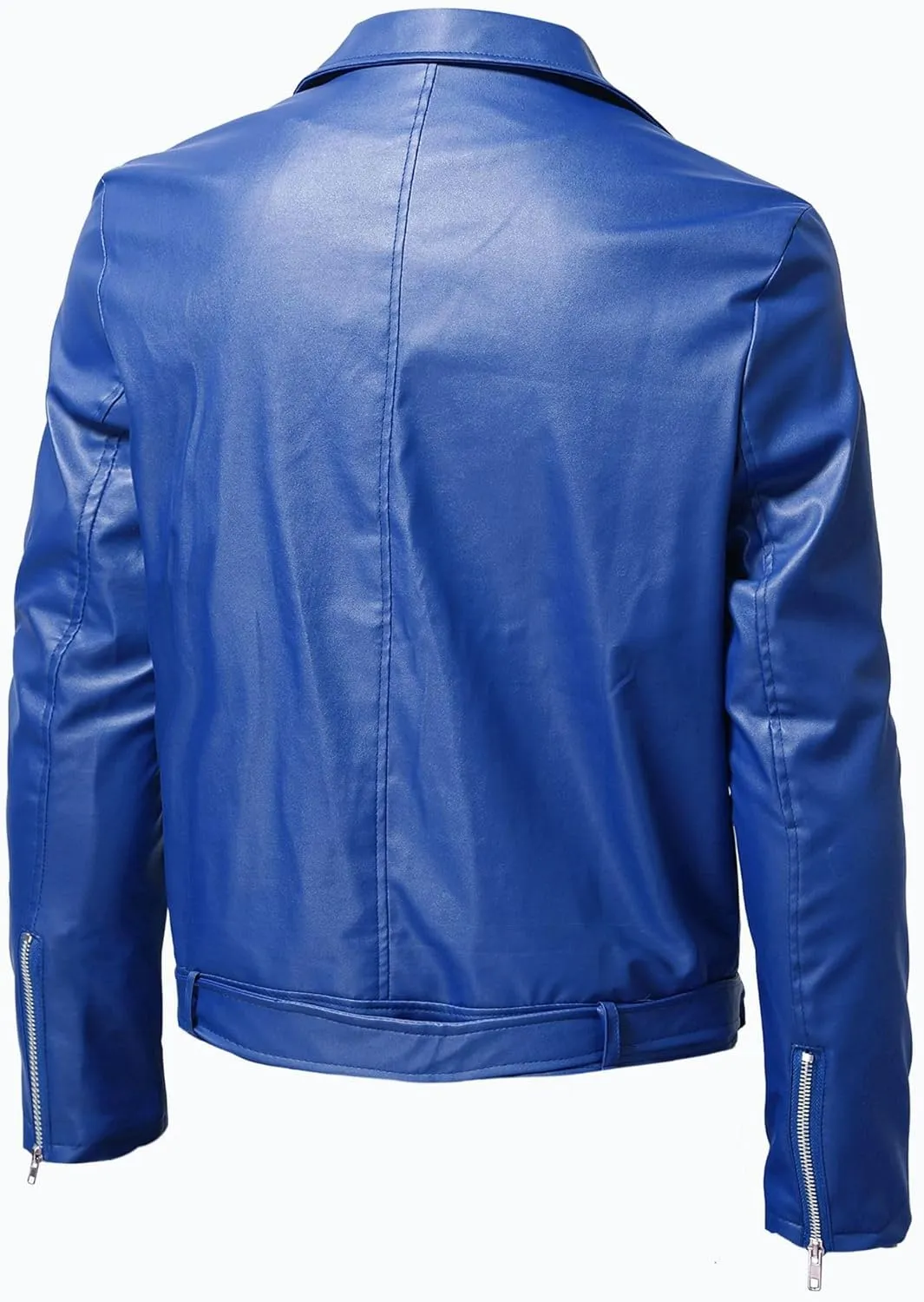 Maiyifu-GJ Mens Faux Leather Biker Jacket Vintage Asymmetric Zip Motorcycle Jackets PU Lightweight Punk Belted Slim Coat