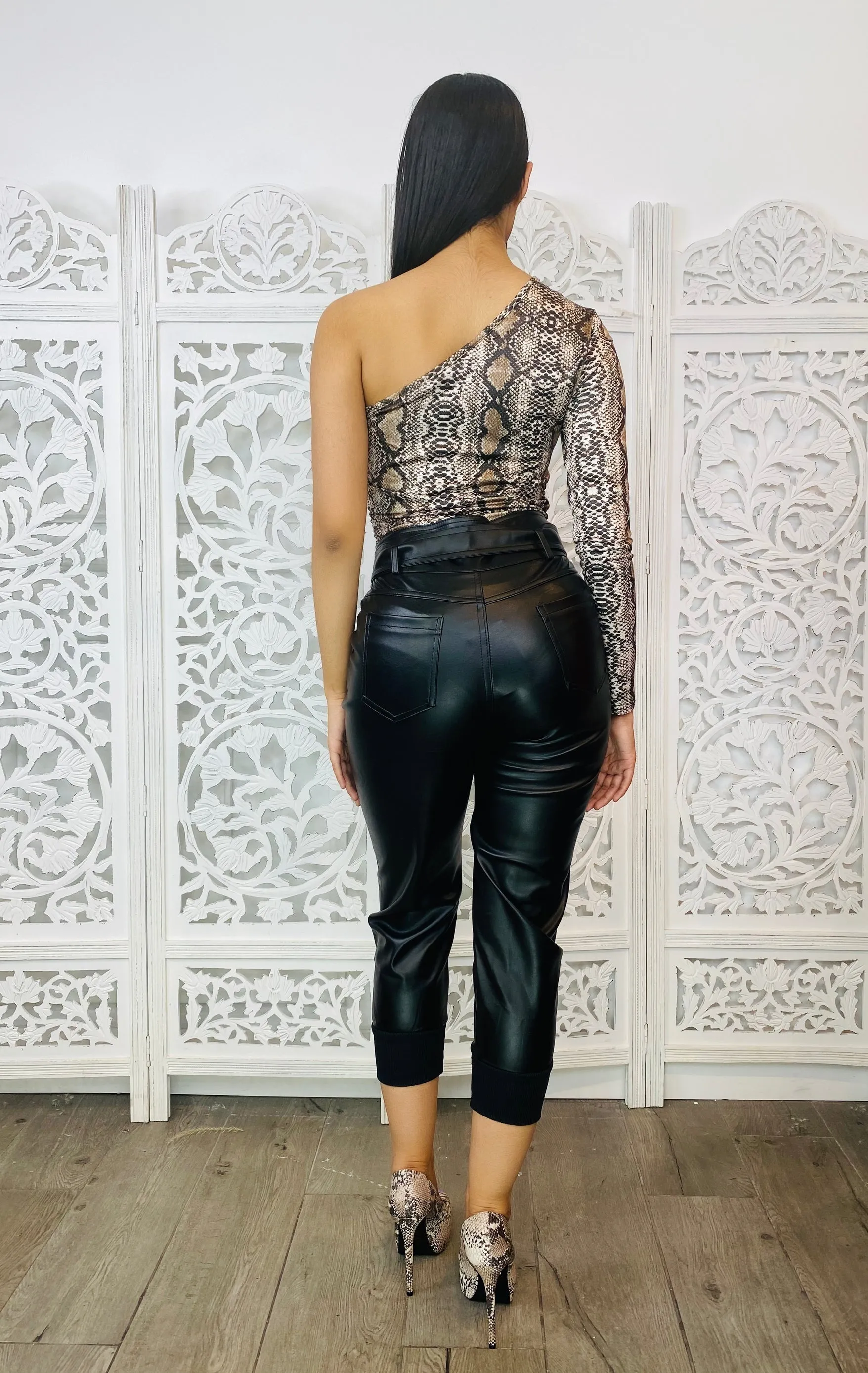 MAKE IT BETTER One-Piece Snakeskin Bodysuit