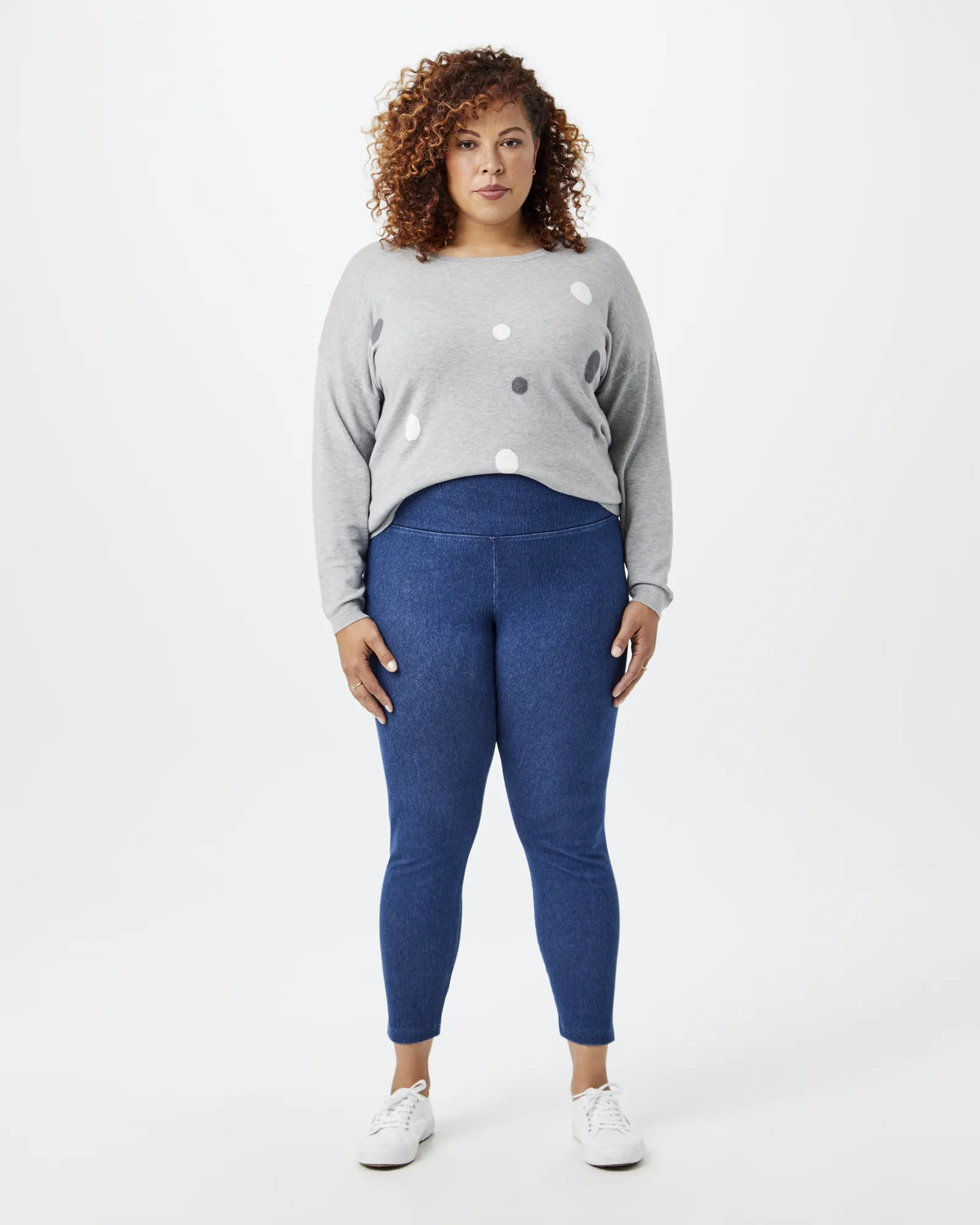 Margo Polka Dot Sweater | Light Grey / White