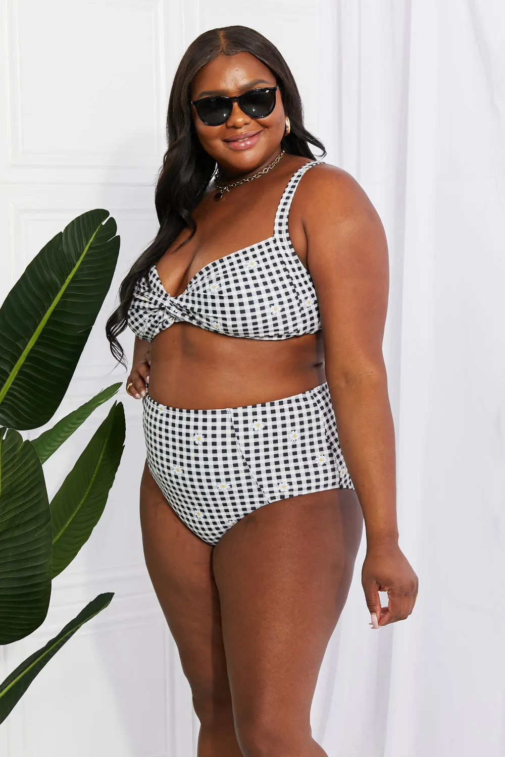 Marina West Swim Take A Dip Twist High-Rise Bikini in Black - Ships from The US