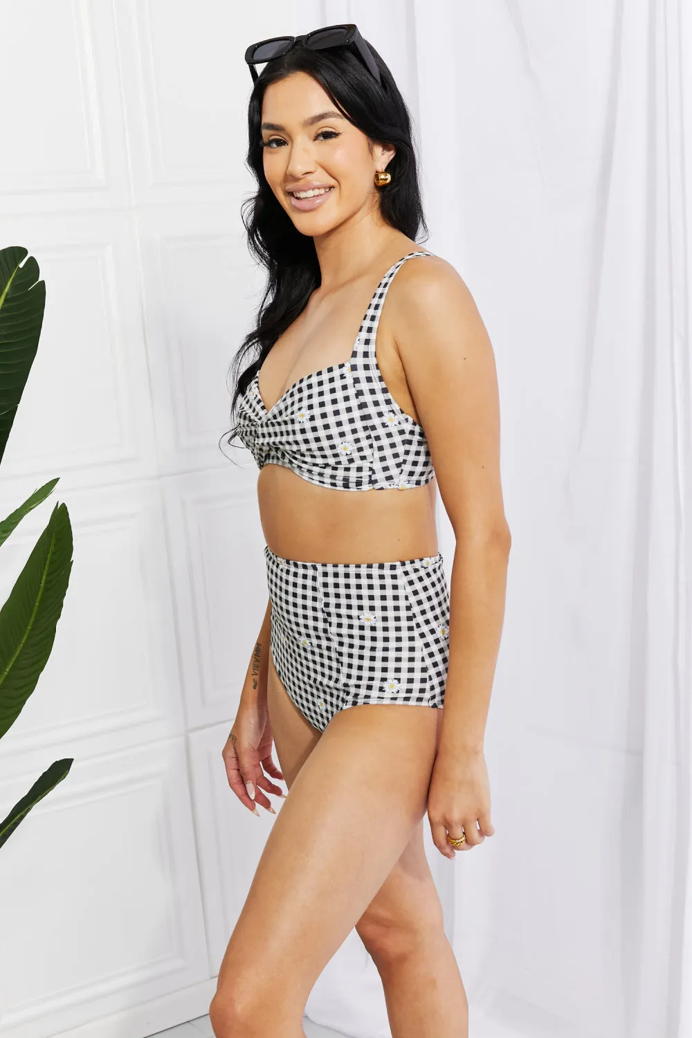 Marina West Swim Take A Dip Twist High-Rise Bikini in Black - Ships from The US