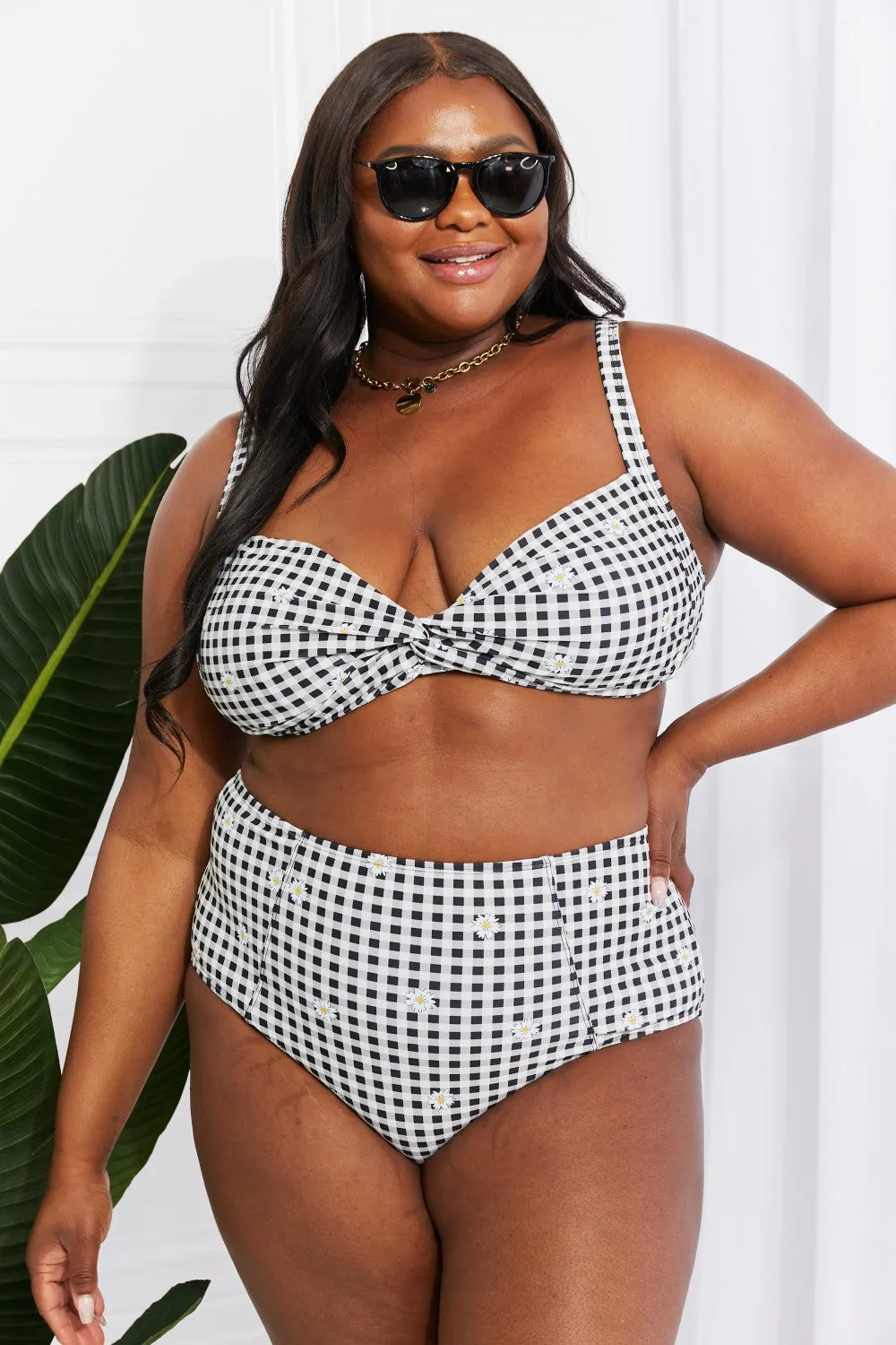 Marina West Swim Take A Dip Twist High-Rise Bikini in Black - Ships from The US