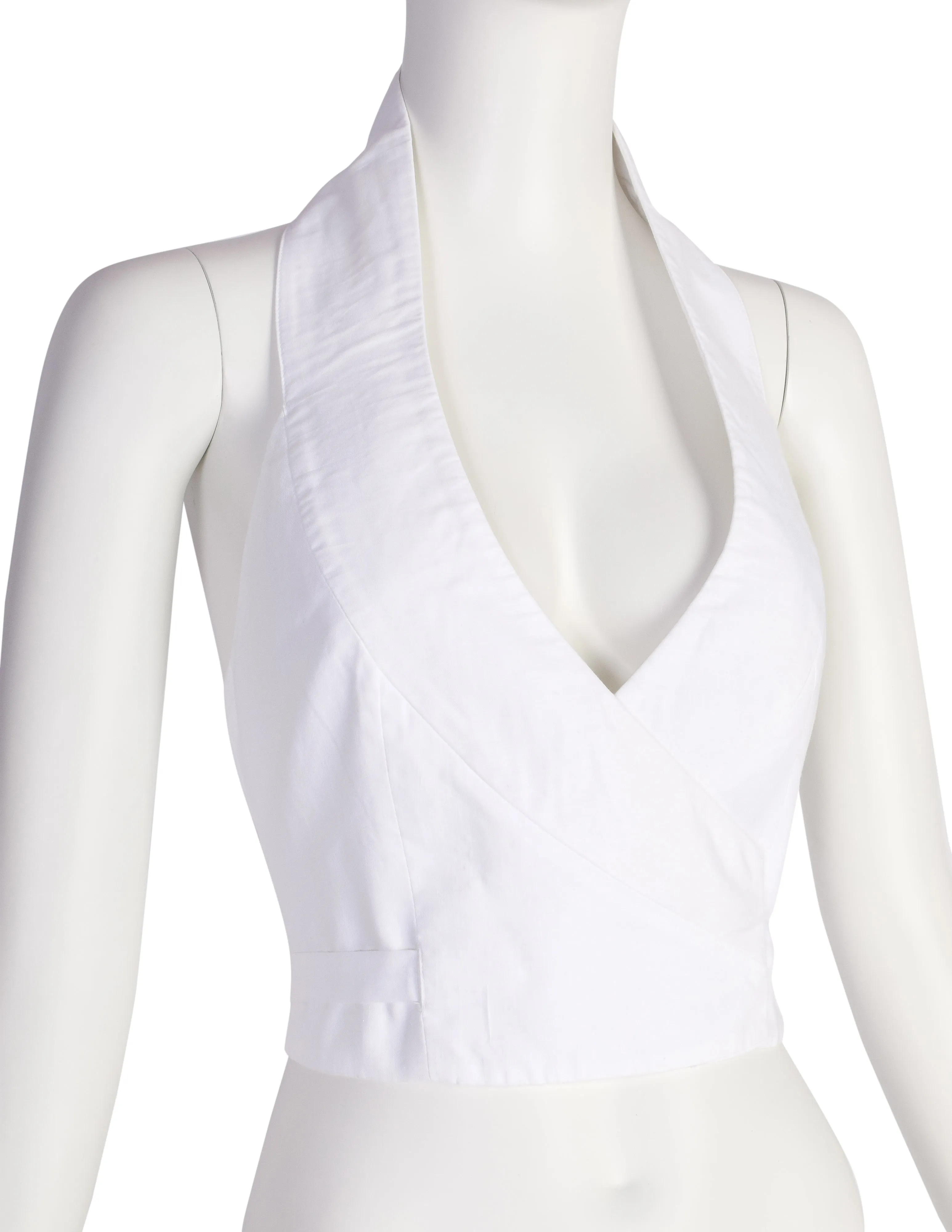 Martine Sitbon Vintage 1990s White Cotton Halter Wrap Top