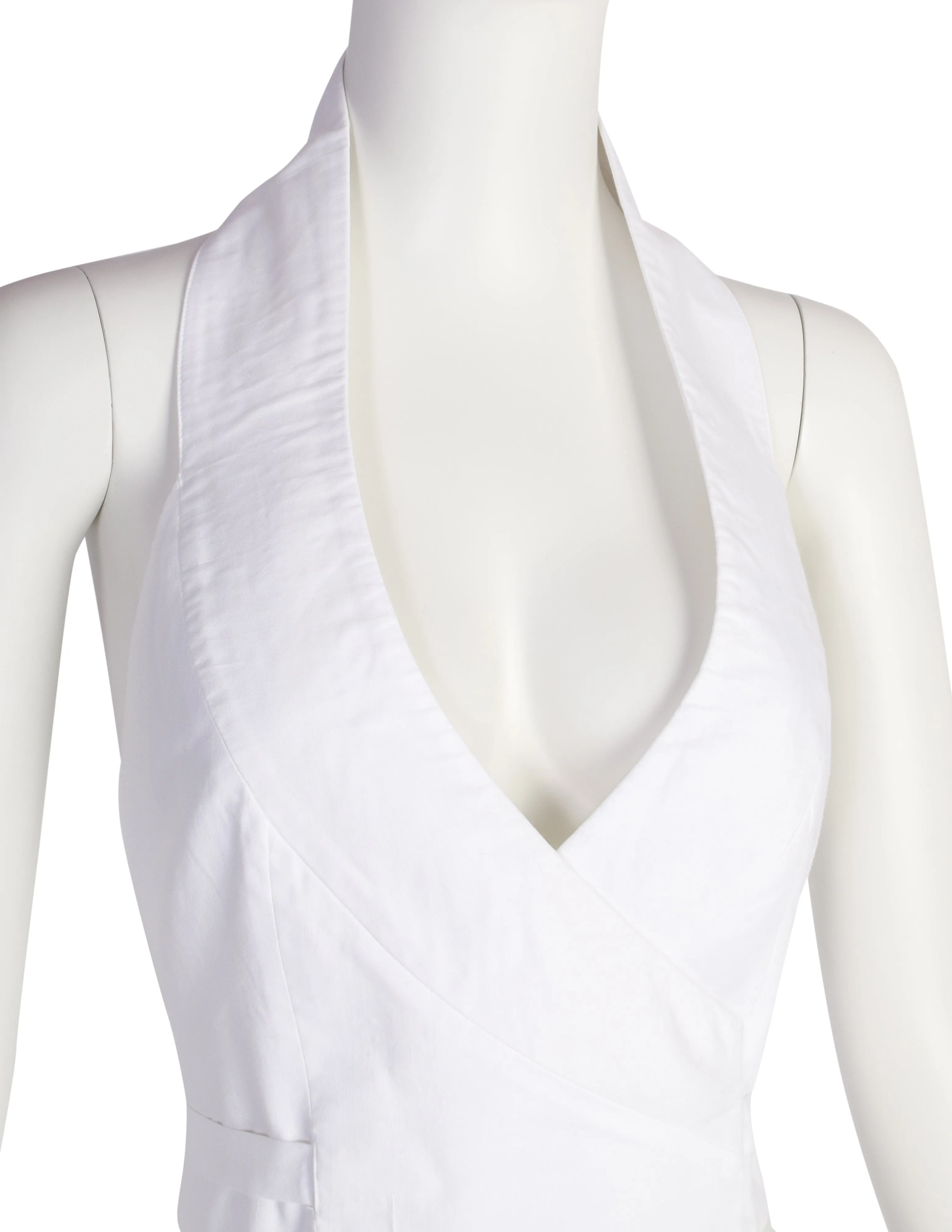 Martine Sitbon Vintage 1990s White Cotton Halter Wrap Top