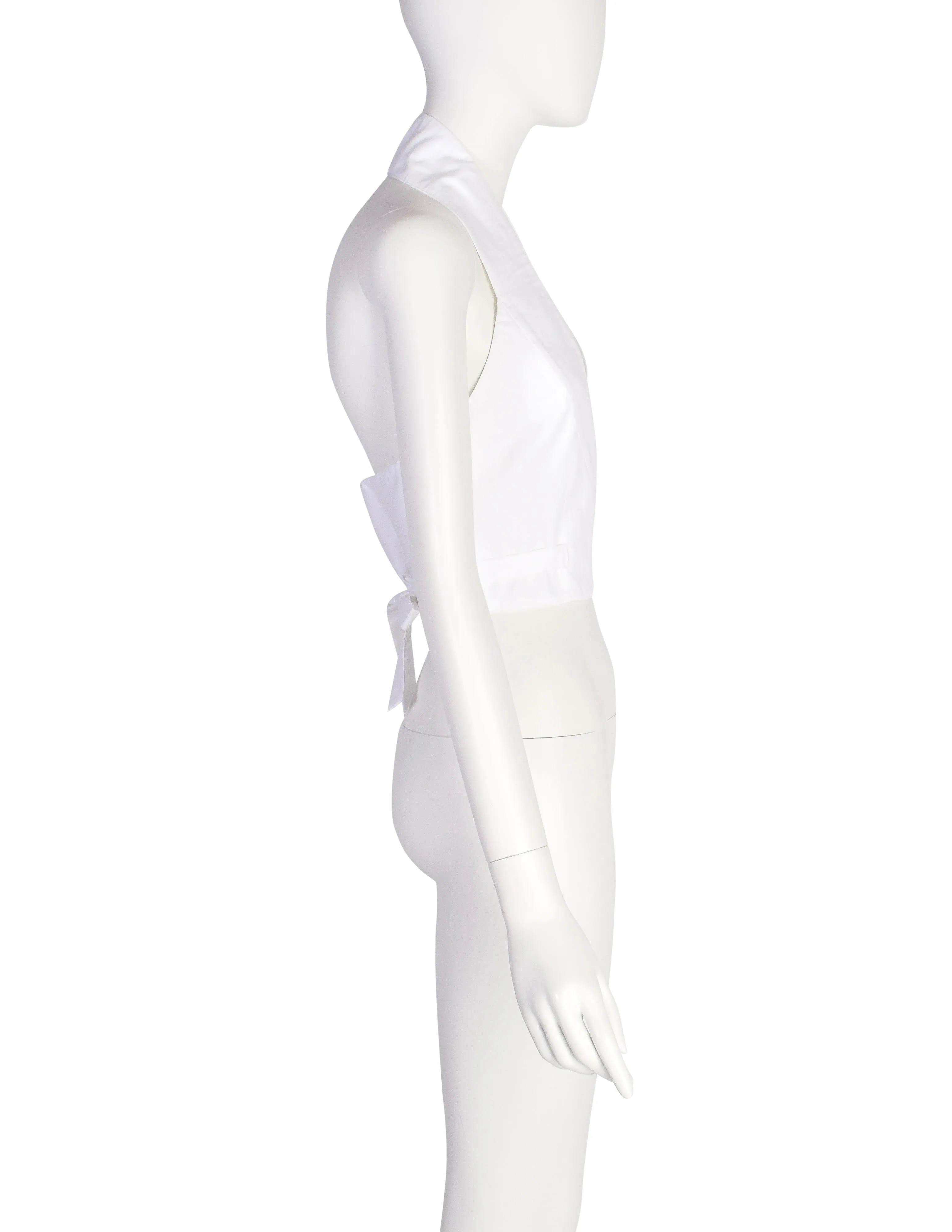 Martine Sitbon Vintage 1990s White Cotton Halter Wrap Top